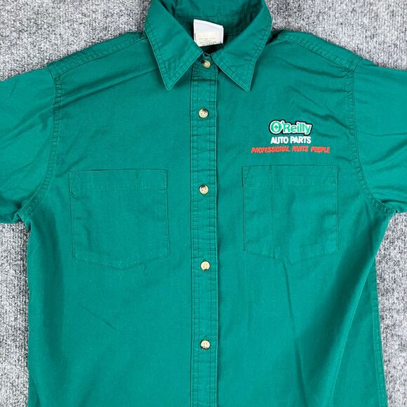 O'Reilly Auto Shirt Womens Small Green Work Uniform Short Sleeve Embroidered Top - Picture 1 of 8